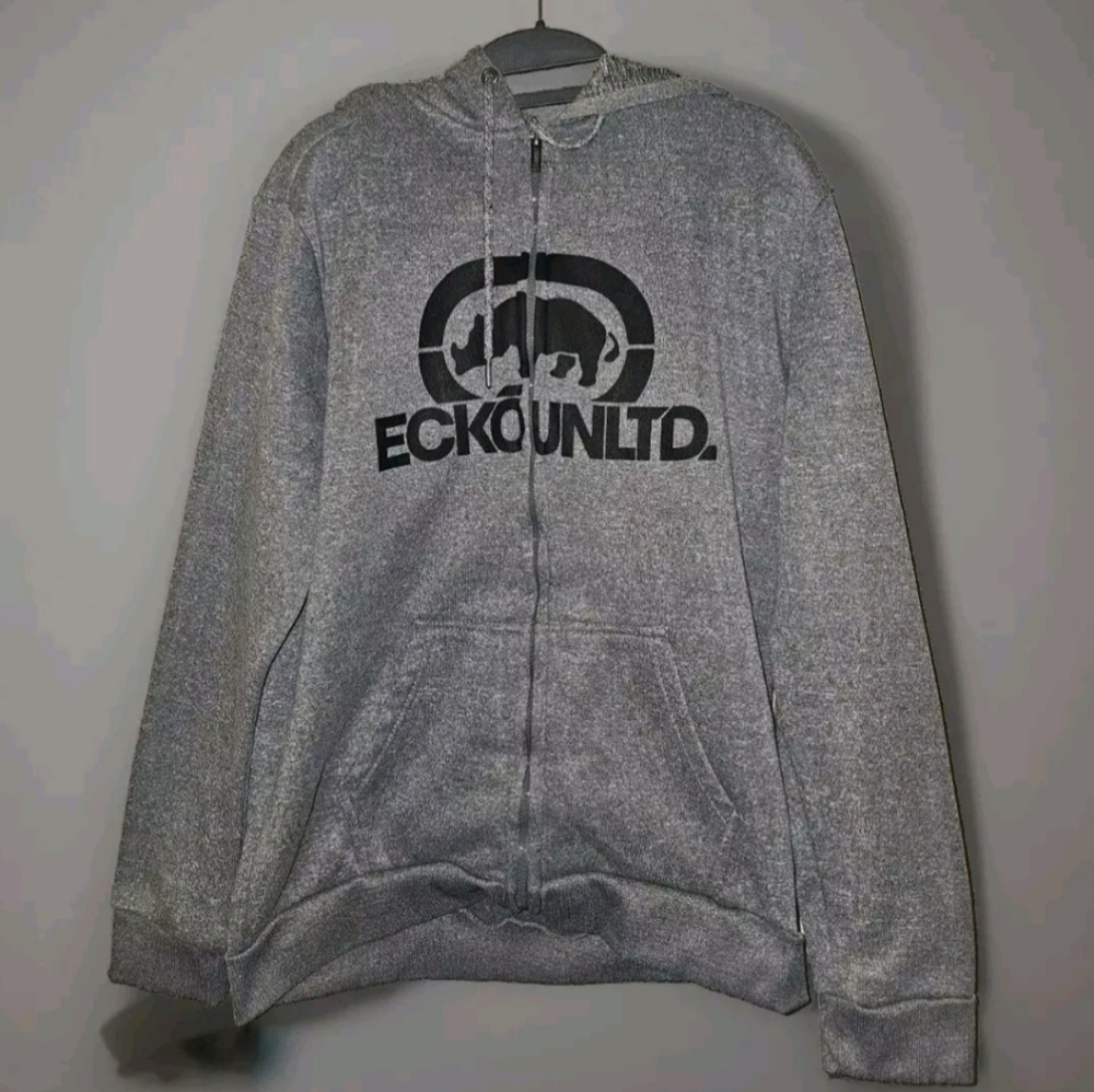 Ecko Unltd Hoodie For Men | Size L | Gray Black | Full Zip